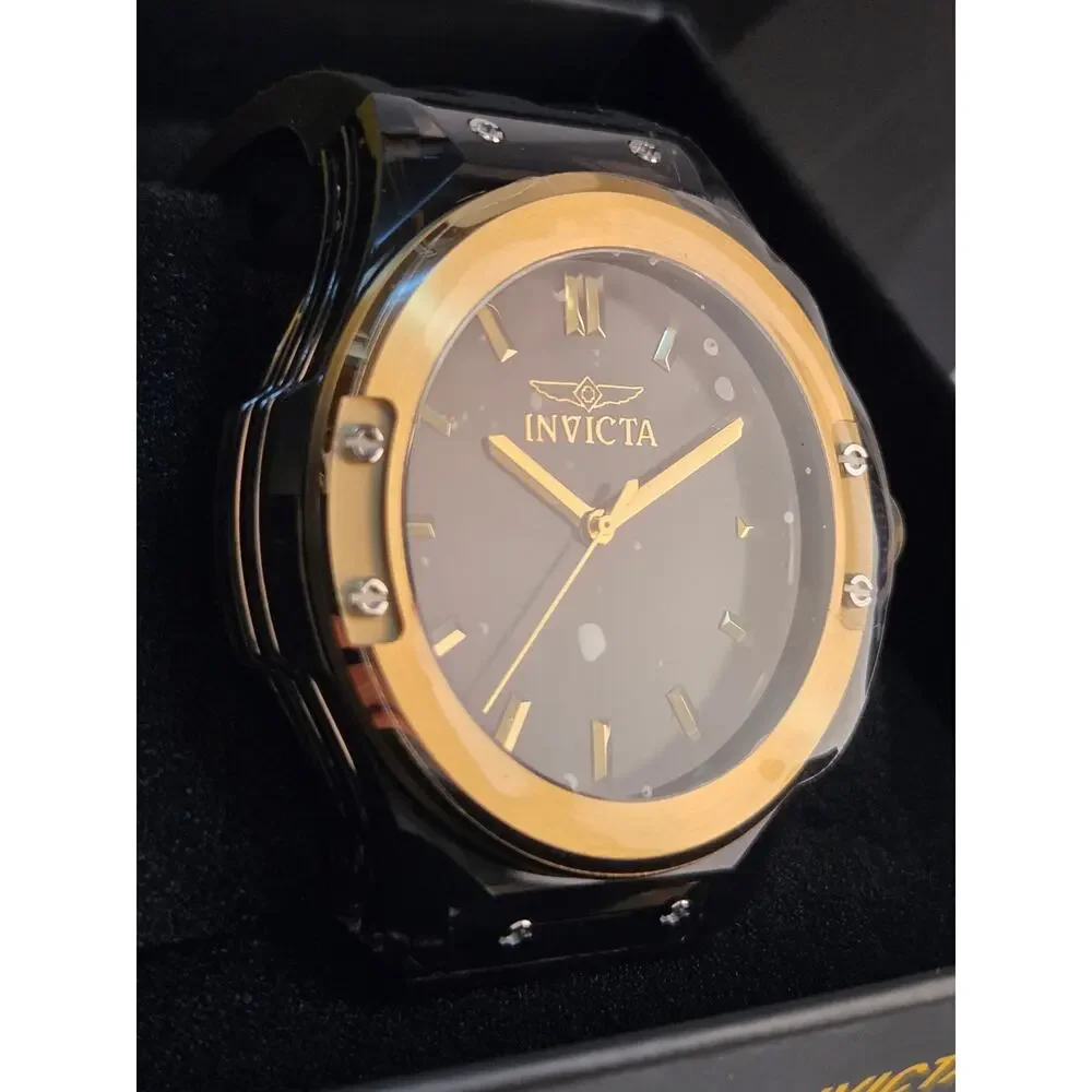 Invicta Sea Base Siphon 50015 Mens Quartz Watch 45mm Black Gold Transparent New